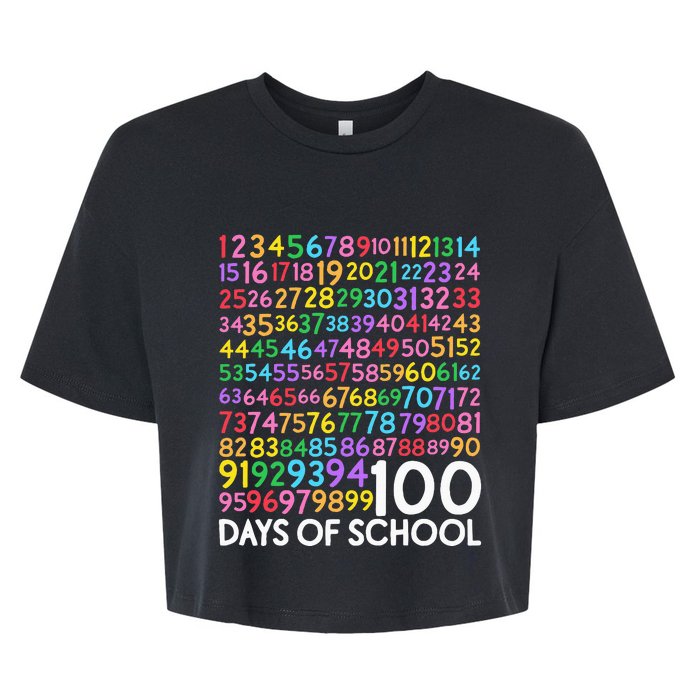 100th Day Of School Teacher 100 Days Math Numbers Bella+Canvas Jersey Crop Tee