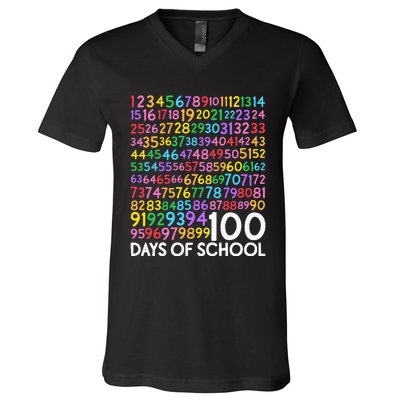 100th Day Of School Teacher 100 Days Math Numbers V-Neck T-Shirt