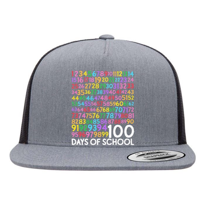 100th Day Of School Teacher 100 Days Math Numbers Flat Bill Trucker Hat