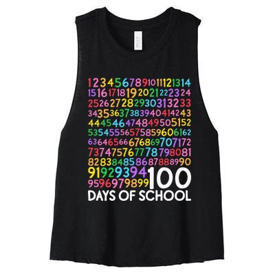 100th Day Of School Teacher 100 Days Math Numbers Women's Racerback Cropped Tank