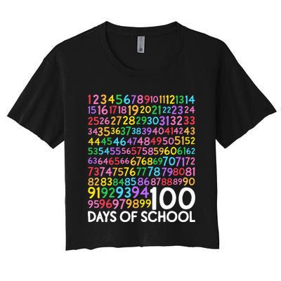 100th Day Of School Teacher 100 Days Math Numbers Women's Crop Top Tee