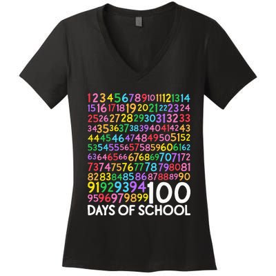 100th Day Of School Teacher 100 Days Math Numbers Women's V-Neck T-Shirt