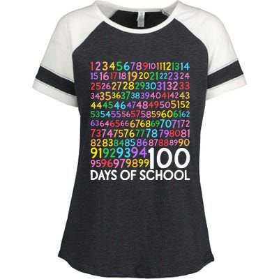 100th Day Of School Teacher 100 Days Math Numbers Enza Ladies Jersey Colorblock Tee