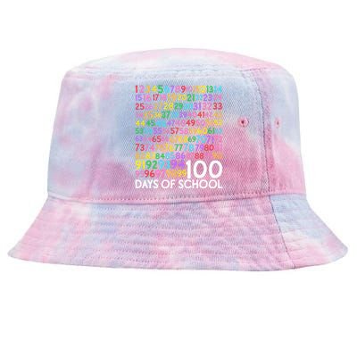 100th Day Of School Teacher 100 Days Math Numbers Tie-Dyed Bucket Hat