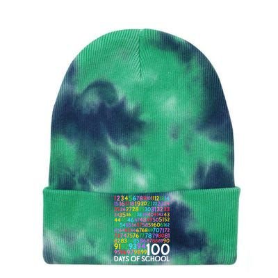 100th Day Of School Teacher 100 Days Math Numbers Tie Dye 12in Knit Beanie