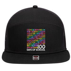 100th Day Of School Teacher Students 100 Days Math Numbers 7 Panel Mesh Trucker Snapback Hat