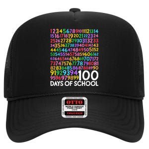 100th Day Of School Teacher Students 100 Days Math Numbers High Crown Mesh Back Trucker Hat