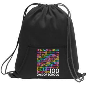 100th Day Of School Teacher Students 100 Days Math Numbers Sweatshirt Cinch Pack Bag