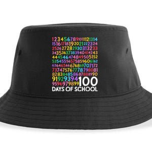 100th Day Of School Teacher Students 100 Days Math Numbers Sustainable Bucket Hat