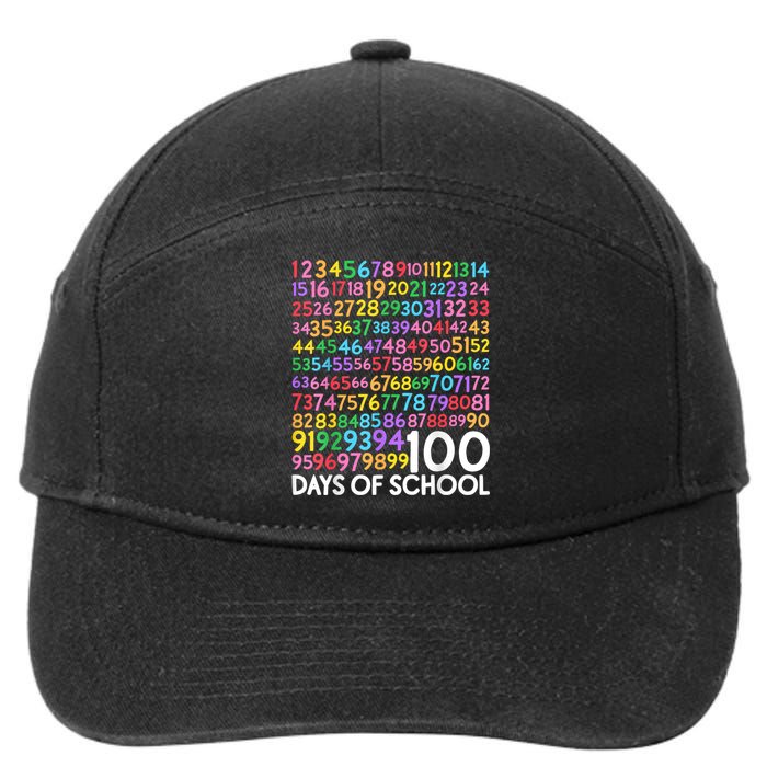 100th Day Of School Teacher Students 100 Days Math Numbers 7-Panel Snapback Hat