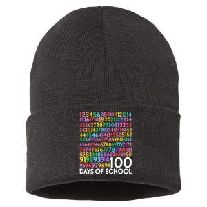 100th Day Of School Teacher Students 100 Days Math Numbers Sustainable Knit Beanie