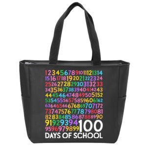 100th Day Of School Teacher Students 100 Days Math Numbers Zip Tote Bag