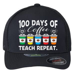 100 Days Of Coffee Teach Repeat Gift Flexfit Unipanel Trucker Cap