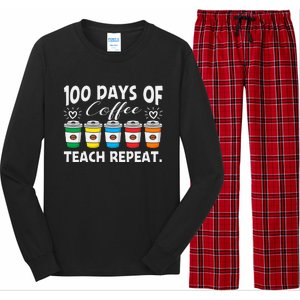 100 Days Of Coffee Teach Repeat Gift Long Sleeve Pajama Set