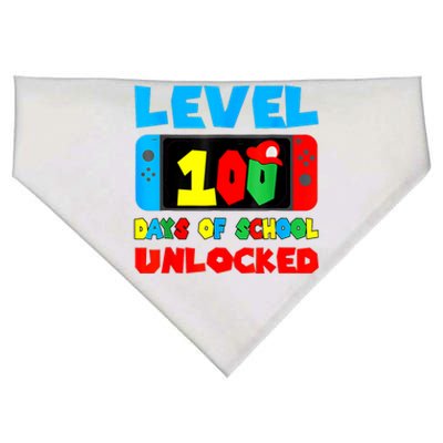 100 Days Of School Boy 100th Day Of School Level Unlocked USA-Made Doggie Bandana