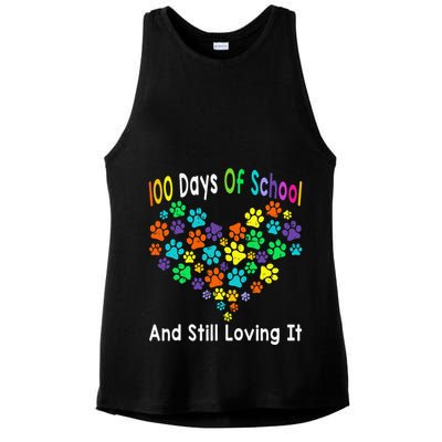 100 Days Of School And Still Loving It Dog Cat 100th Day Ladies PosiCharge Tri-Blend Wicking Tank