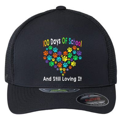 100 Days Of School And Still Loving It Dog Cat 100th Day Flexfit Unipanel Trucker Cap