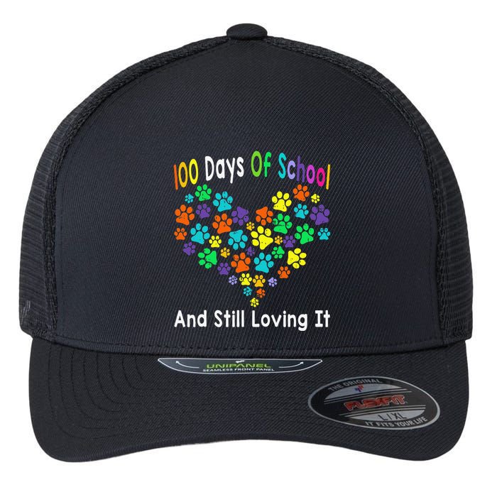 100 Days Of School And Still Loving It Dog Cat 100th Day Flexfit Unipanel Trucker Cap