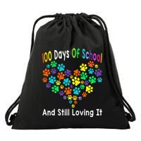 100 Days Of School And Still Loving It Dog Cat 100th Day Drawstring Bag
