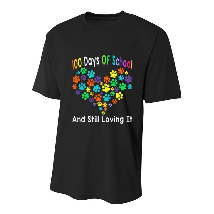 100 Days Of School And Still Loving It Dog Cat 100th Day Youth Performance Sprint T-Shirt