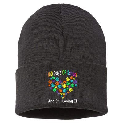 100 Days Of School And Still Loving It Dog Cat 100th Day Sustainable Knit Beanie