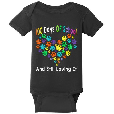 100 Days Of School And Still Loving It Dog Cat 100th Day Baby Bodysuit