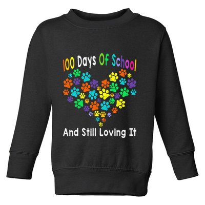 100 Days Of School And Still Loving It Dog Cat 100th Day Toddler Sweatshirt