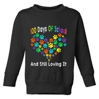 100 Days Of School And Still Loving It Dog Cat 100th Day Toddler Sweatshirt