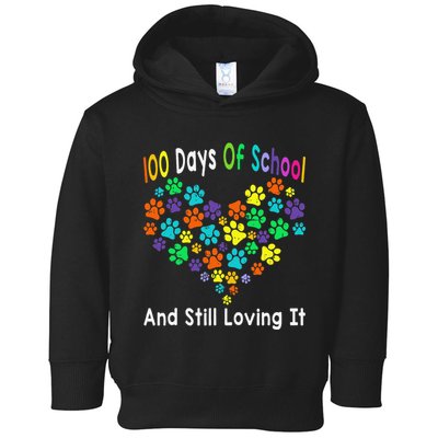 100 Days Of School And Still Loving It Dog Cat 100th Day Toddler Hoodie