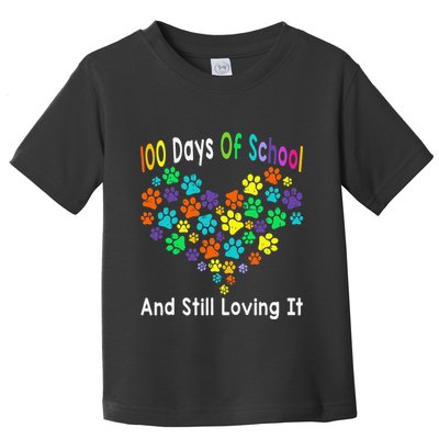 100 Days Of School And Still Loving It Dog Cat 100th Day Toddler T-Shirt