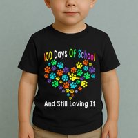 100 Days Of School And Still Loving It Dog Cat 100th Day Toddler T-Shirt