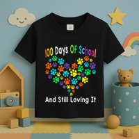 100 Days Of School And Still Loving It Dog Cat 100th Day Toddler T-Shirt