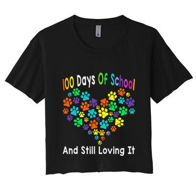 100 Days Of School And Still Loving It Dog Cat 100th Day Crop Top