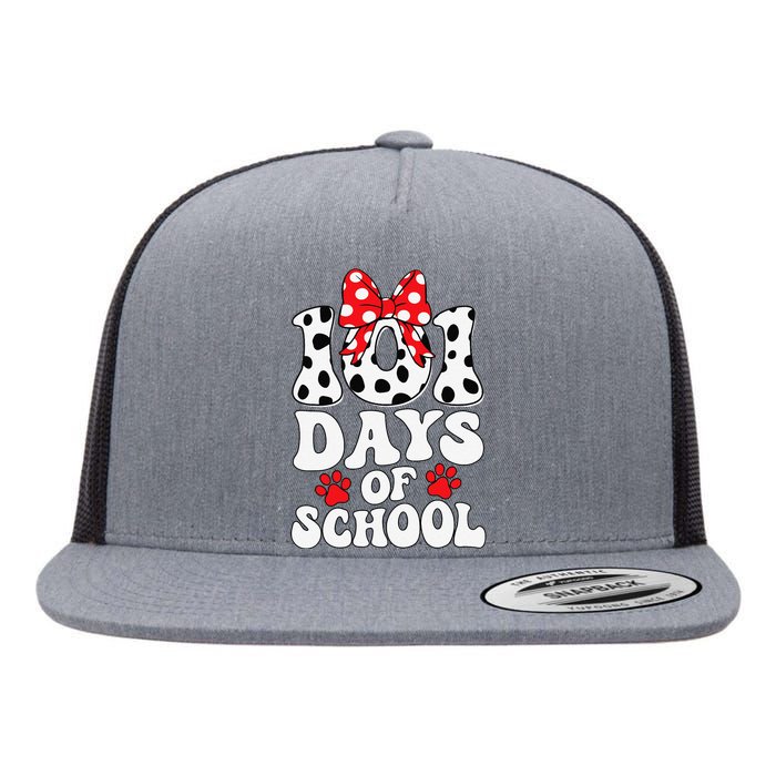 100 Days Of School Dalmatian Dog 100 Days Smarter Flat Bill Trucker Hat