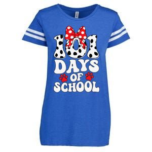 100 Days Of School Dalmatian Dog 100 Days Smarter Enza Ladies Jersey Football T-Shirt