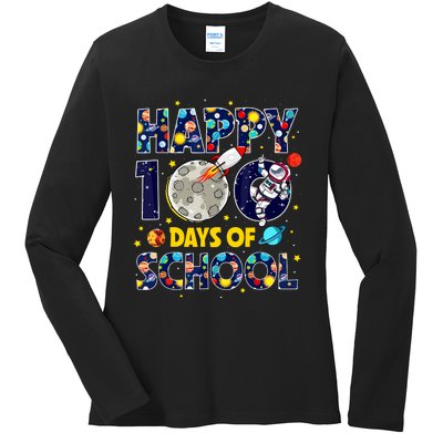 100 Day Of School Outer Space For Student Teacher Ladies Long Sleeve Shirt