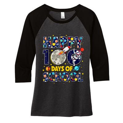 100 Day Of School Outer Space For Student Teacher Women's Tri-Blend 3/4-Sleeve Raglan Shirt