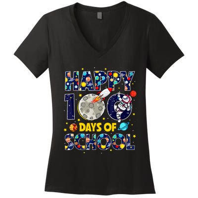 100 Day Of School Outer Space For Student Teacher Women's V-Neck T-Shirt