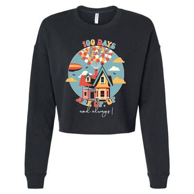 100 Days Of School Are Up And Away 100th Day Teacher Student Cropped Pullover Crew