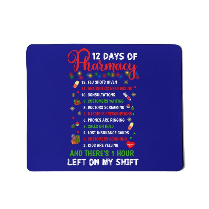 12 Days Of Pharmacy Funny Christmas Pharmacist Tech Xmas Gift Mousepad