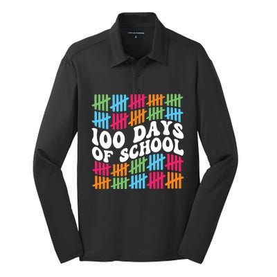 100 Days Of School Silk Touch Performance Long Sleeve Polo