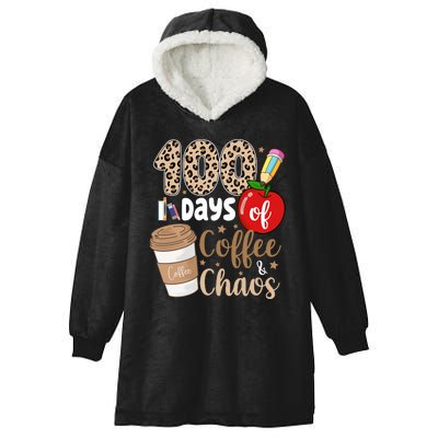 100 Days Of Coffee And Chaos Teacher Hooded Wearable Blanket