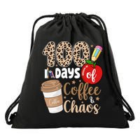 100 Days Of Coffee And Chaos Teacher Drawstring Bag
