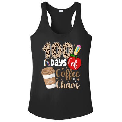 100 Days Of Coffee And Chaos Teacher Ladies PosiCharge Competitor Racerback Tank