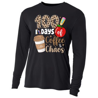 100 Days Of Coffee And Chaos Teacher Cooling Performance Long Sleeve Crew