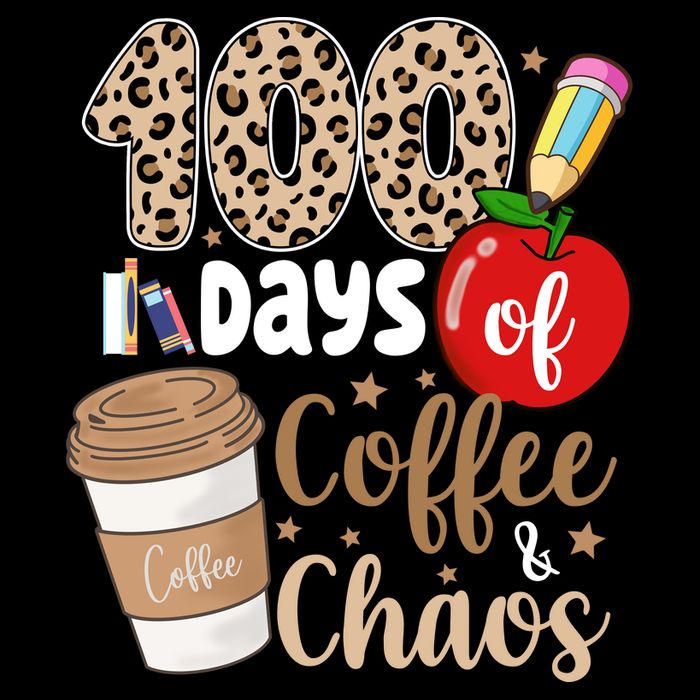 100 Days Of Coffee And Chaos Teacher Cooling Performance Long Sleeve Crew