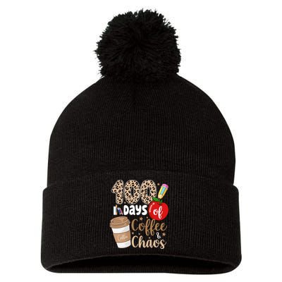 100 Days Of Coffee And Chaos Teacher Pom Pom 12in Knit Beanie