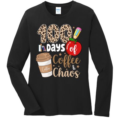 100 Days Of Coffee And Chaos Teacher Ladies Long Sleeve Shirt