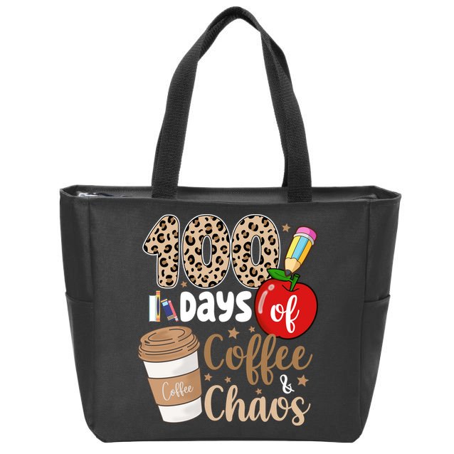 100 Days Of Coffee And Chaos Teacher Zip Tote Bag
