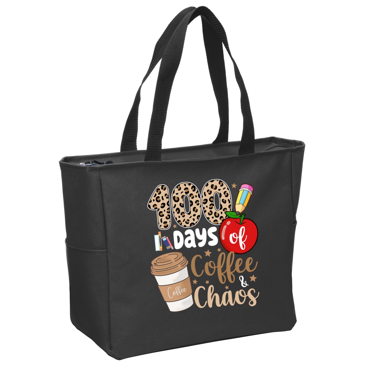 100 Days Of Coffee And Chaos Teacher Zip Tote Bag